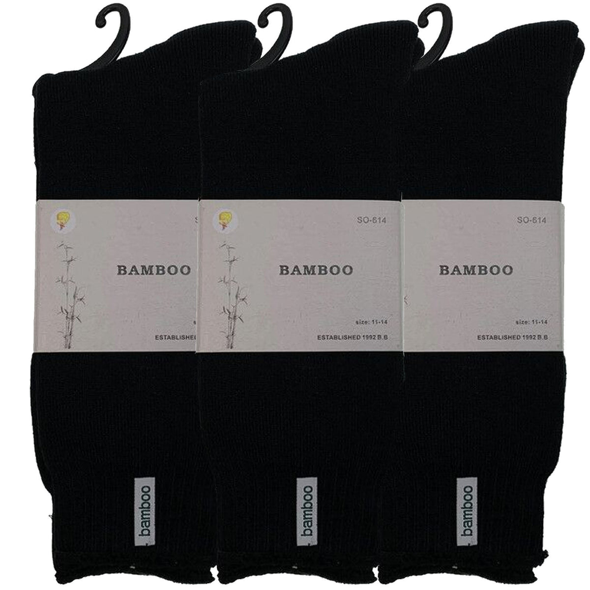 3 Pairs PREMIUM BAMBOO SOCKS Mens Heavy Duty Thick Work Socks BULK Cushion - Black - 7-11 V563-3BBSOX-BLK-SIZE7-11
