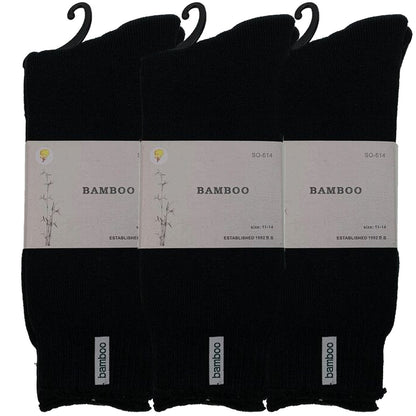 3 Pairs PREMIUM BAMBOO SOCKS Mens Heavy Duty Thick Work Socks BULK Cushion - Black - 7-11 V563-3BBSOX-BLK-SIZE7-11