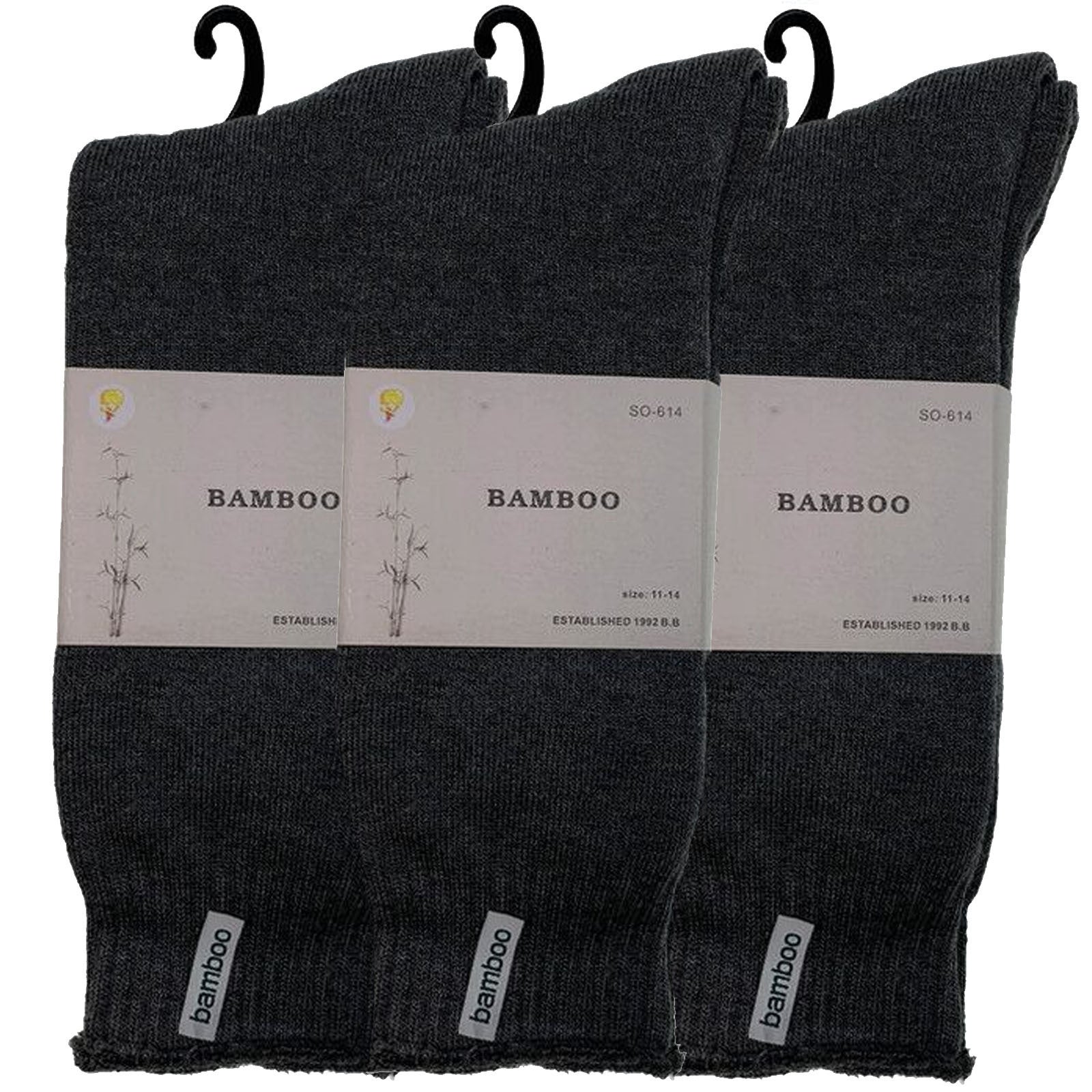 3 Pairs PREMIUM BAMBOO SOCKS Mens Heavy Duty Thick Work Socks BULK Cushion - Charcoal Grey - 7-11 V563-3BBSOX-CHRCLGRY-SIZE7-11