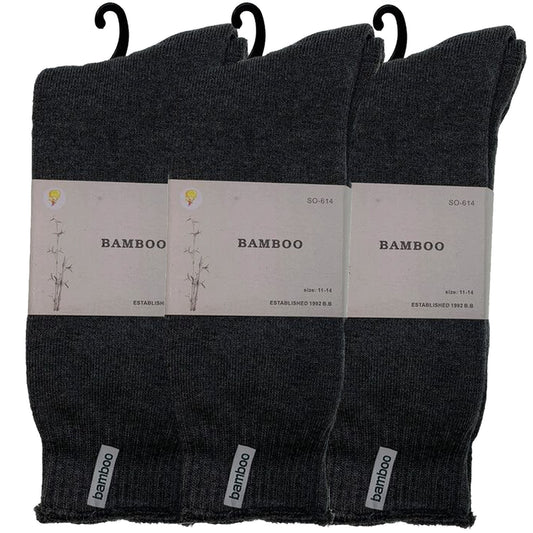 3 Pairs PREMIUM BAMBOO SOCKS Mens Heavy Duty Thick Work Socks BULK Cushion - Charcoal Grey - 7-11 V563-3BBSOX-CHRCLGRY-SIZE7-11