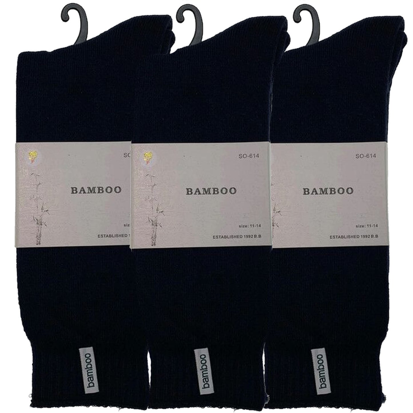 3 Pairs PREMIUM BAMBOO SOCKS Mens Heavy Duty Thick Work Socks BULK Cushion - Navy Blue - 11-14 V563-3BBSOX-NVYBLU-SIZE11-14