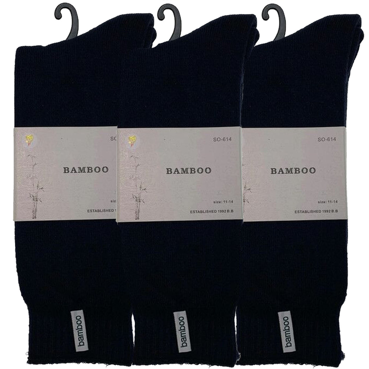 3 Pairs PREMIUM BAMBOO SOCKS Mens Heavy Duty Thick Work Socks BULK Cushion - Navy Blue - 7-11 V563-3BBSOX-NVYBLU-SIZE7-11