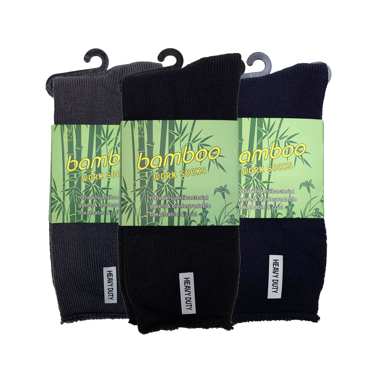 3 Pairs PREMIUM BAMBOO SOCKS Mens Heavy Duty Thick Work Socks Cushion BULK - Assorted Colour Pack - 11-14 V563-3BSOX-ACOLOUR-SIZE11-14