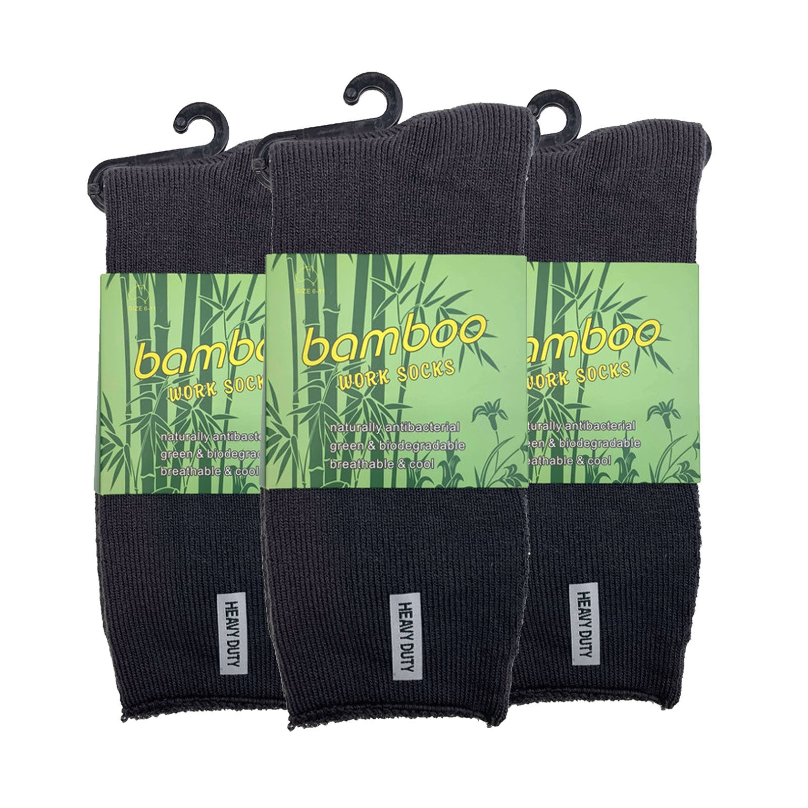 3 Pairs PREMIUM BAMBOO SOCKS Mens Heavy Duty Thick Work Socks Cushion BULK - Charcoal Grey - 11-14 V563-3BSOX-CHRCLGRY-SIZE11-14