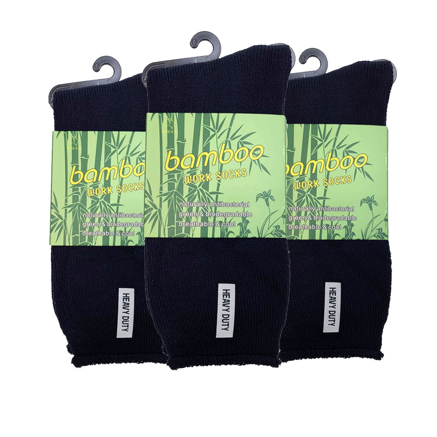 3 Pairs PREMIUM BAMBOO SOCKS Mens Heavy Duty Thick Work Socks Cushion BULK - Navy Blue - 6-11 V563-3BSOX-NVYBLU-SIZE6-11