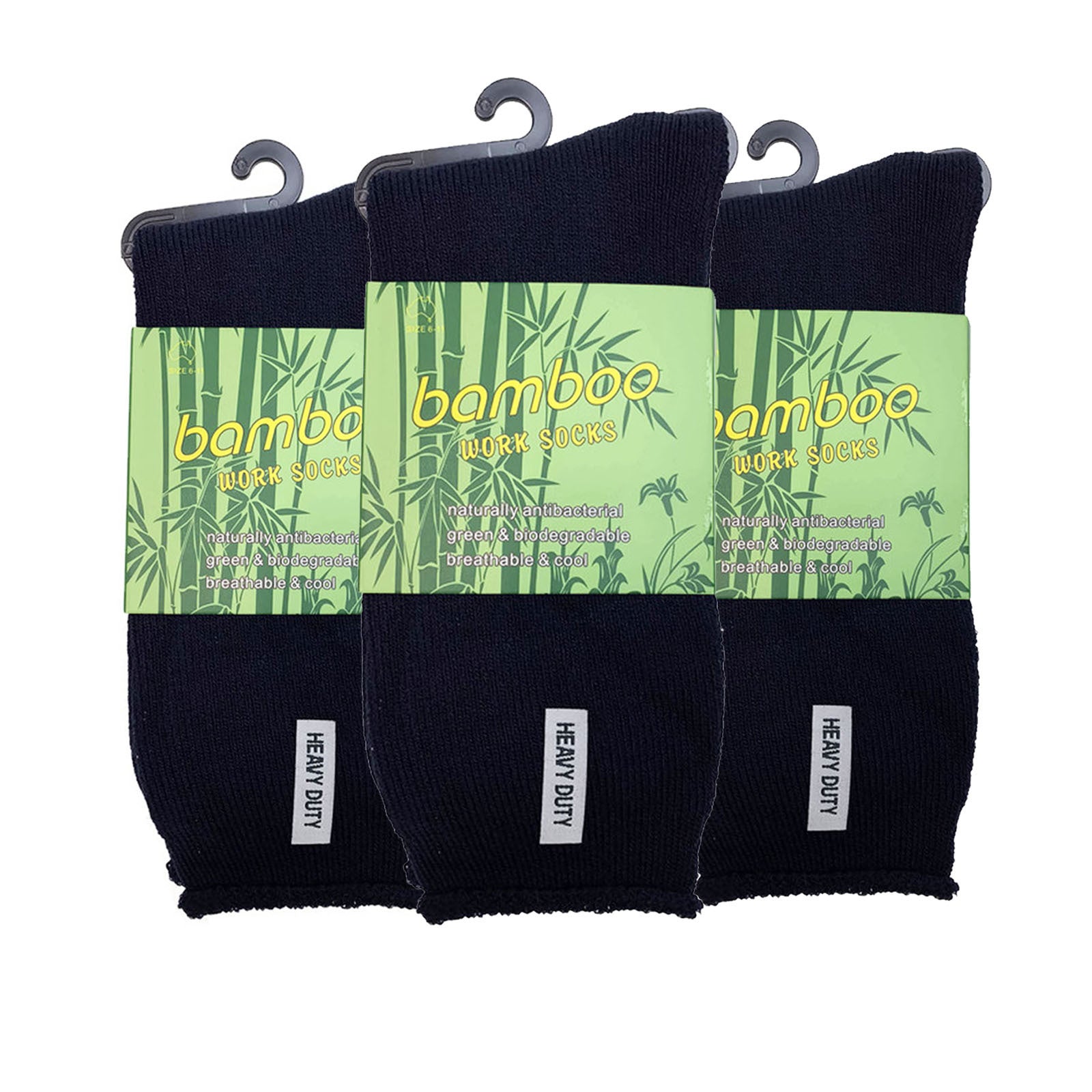3 Pairs PREMIUM BAMBOO SOCKS Mens Heavy Duty Thick Work Socks Cushion BULK - Navy Blue - 6-11 V563-3BSOX-NVYBLU-SIZE6-11