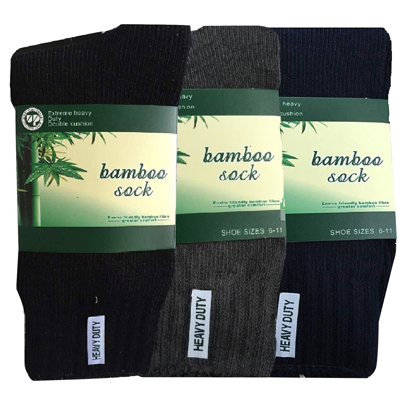 3 Pairs BAMBOO SOCKS Mens Heavy Duty Premium Thick Work Socks Cushion BULK - Assorted Colour Pack - 11-14 V563-3MBSKS-ACOLOUR-SIZE11-14