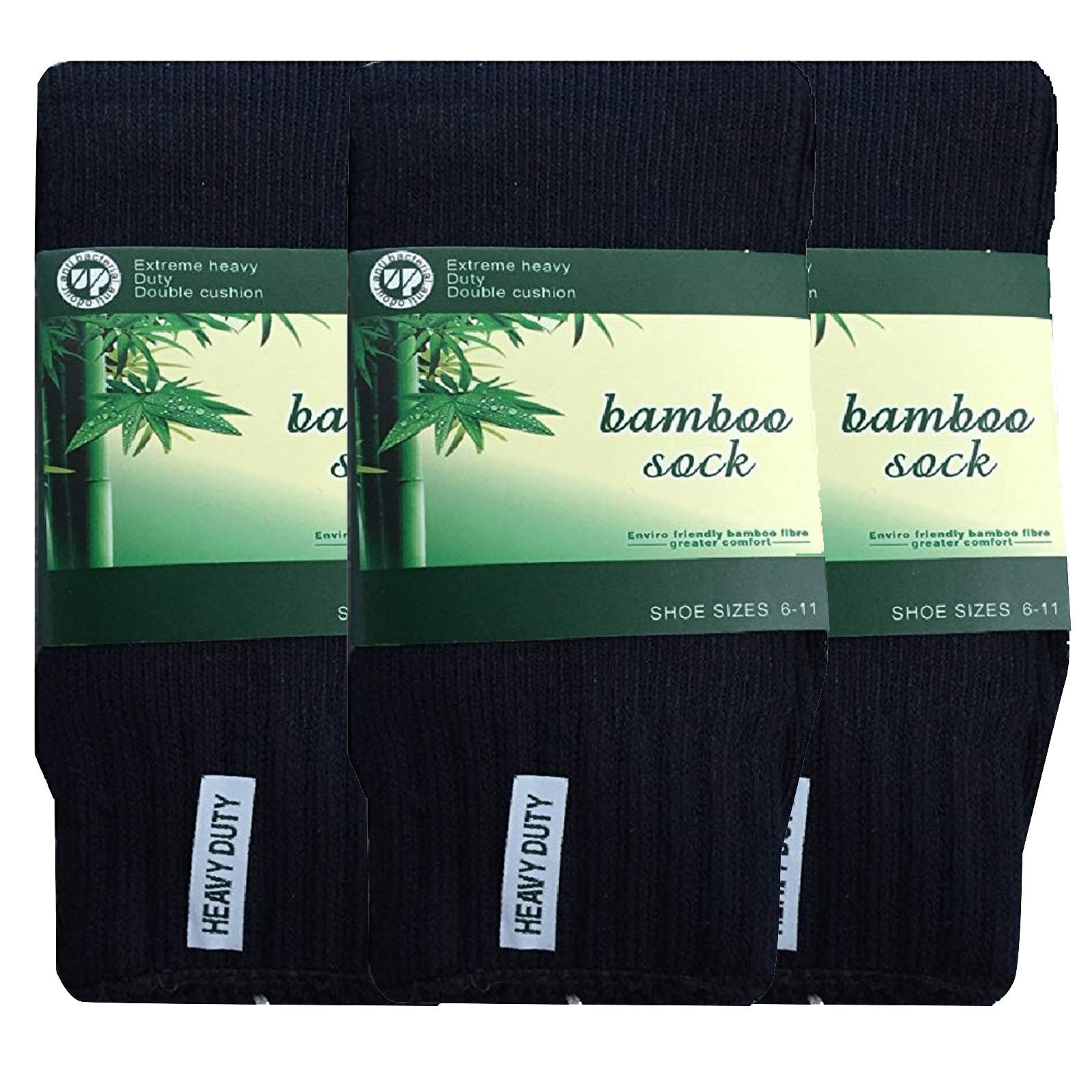 3 Pairs BAMBOO SOCKS Mens Heavy Duty Premium Thick Work Socks Cushion BULK - Navy Blue - 11-14 V563-3MBSKS-NVYBLU-SIZE11-14