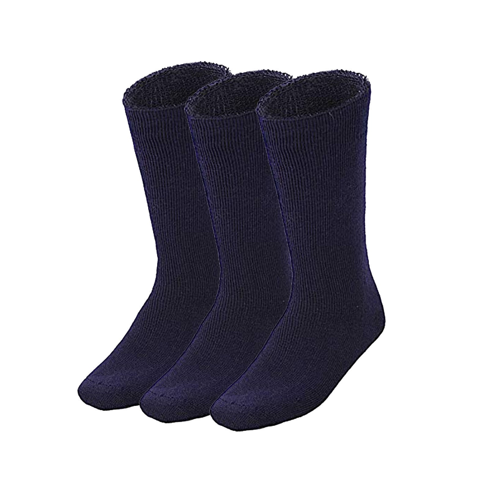 3 Pairs BAMBOO SOCKS Mens Heavy Duty Premium Thick Work Socks Cushion BULK - Navy Blue - 6-11 V563-3MBSKS-NVYBLU-SIZE6-11