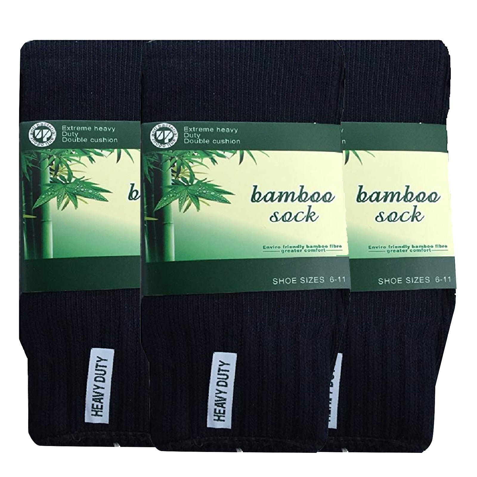 3 Pairs BAMBOO SOCKS Mens Heavy Duty Premium Thick Work Socks Cushion BULK - Navy Blue - 6-11 V563-3MBSKS-NVYBLU-SIZE6-11