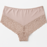 3x Womens Lace Boyshort Boyleg Full Briefs Underwear Undies in Beige - 14