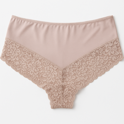 3x Womens Lace Boyshort Boyleg Full Briefs Underwear Undies in Beige - 16 V563-3PK-UN-005-BEIGE-16