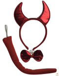 3pcs Set Animal Costume Dress Up Party Bow Tie Tail Ears Book Week - Red Devil V563-3PRTYCOSTUME-REDDEVIL