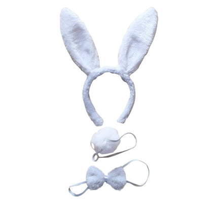 3pcs Set Animal Costume Dress Up Party Bow Tie Tail Ears Book Week - White Rabbit V563-3PRTYCOSTUME-WHTRABBIT