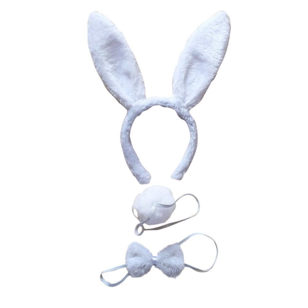 3pcs Set Animal Costume Dress Up Party Bow Tie Tail Ears Book Week - White Rabbit V563-3PRTYCOSTUME-WHTRABBIT