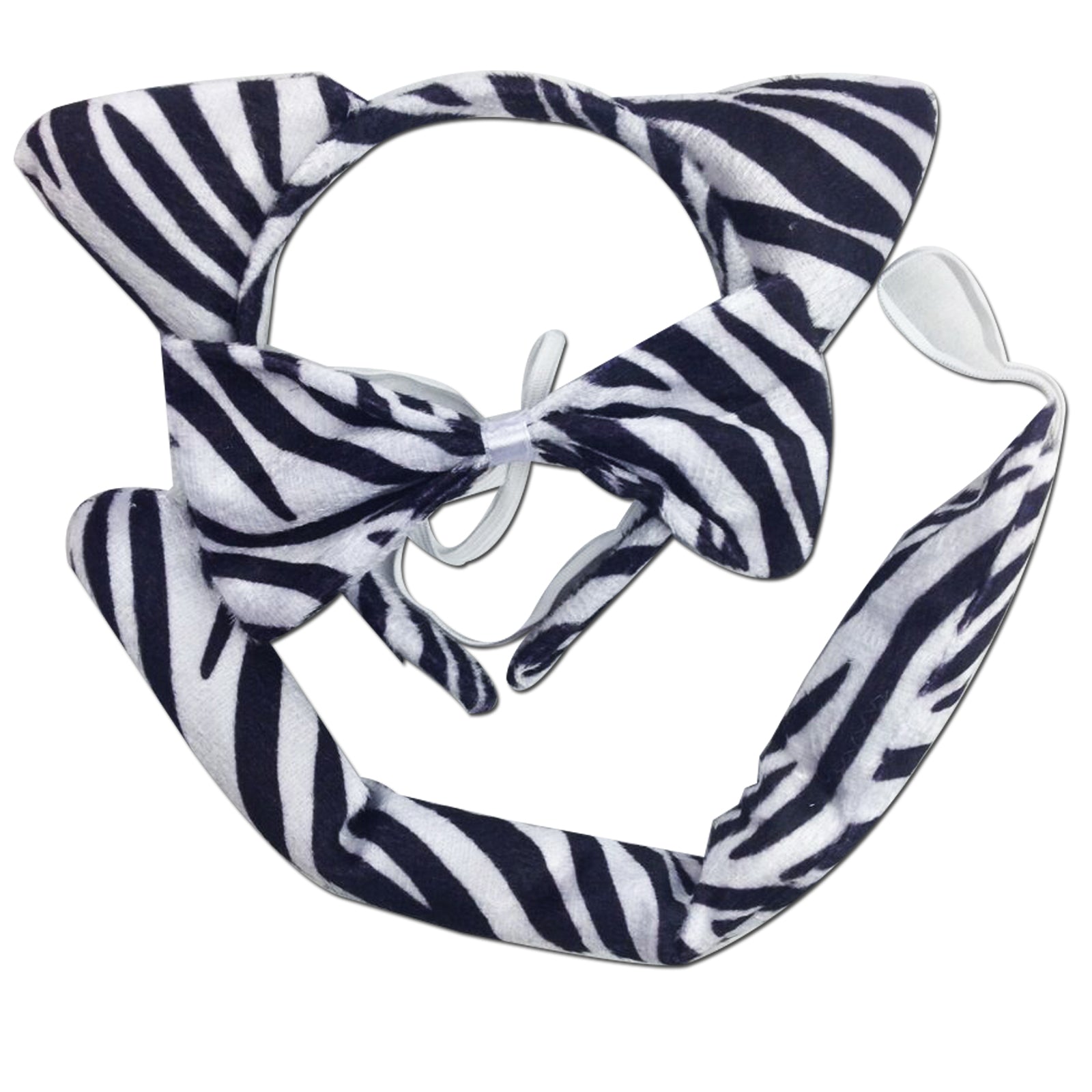 3pcs Set Animal Costume Dress Up Party Bow Tie Tail Ears Book Week - Zebra V563-3PRTYCOSTUME-ZEBRA