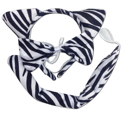 3pcs Set Animal Costume Dress Up Party Bow Tie Tail Ears Book Week - Zebra V563-3PRTYCOSTUME-ZEBRA