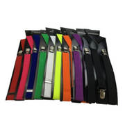 3x Mens Suspenders Braces Adjustable Strong Clip On Elastic Formal Wedding Slim - Assorted Colour Pack V563-3SLIMSUSPENDER-ASSTDCLRPK