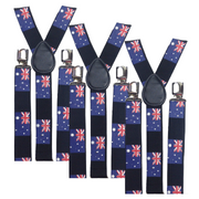 3x Mens Suspenders Braces Adjustable Strong Clip On Elastic Formal Wedding Slim - Australia Flag V563-3SLIMSUSPENDERS-AUSFLAG