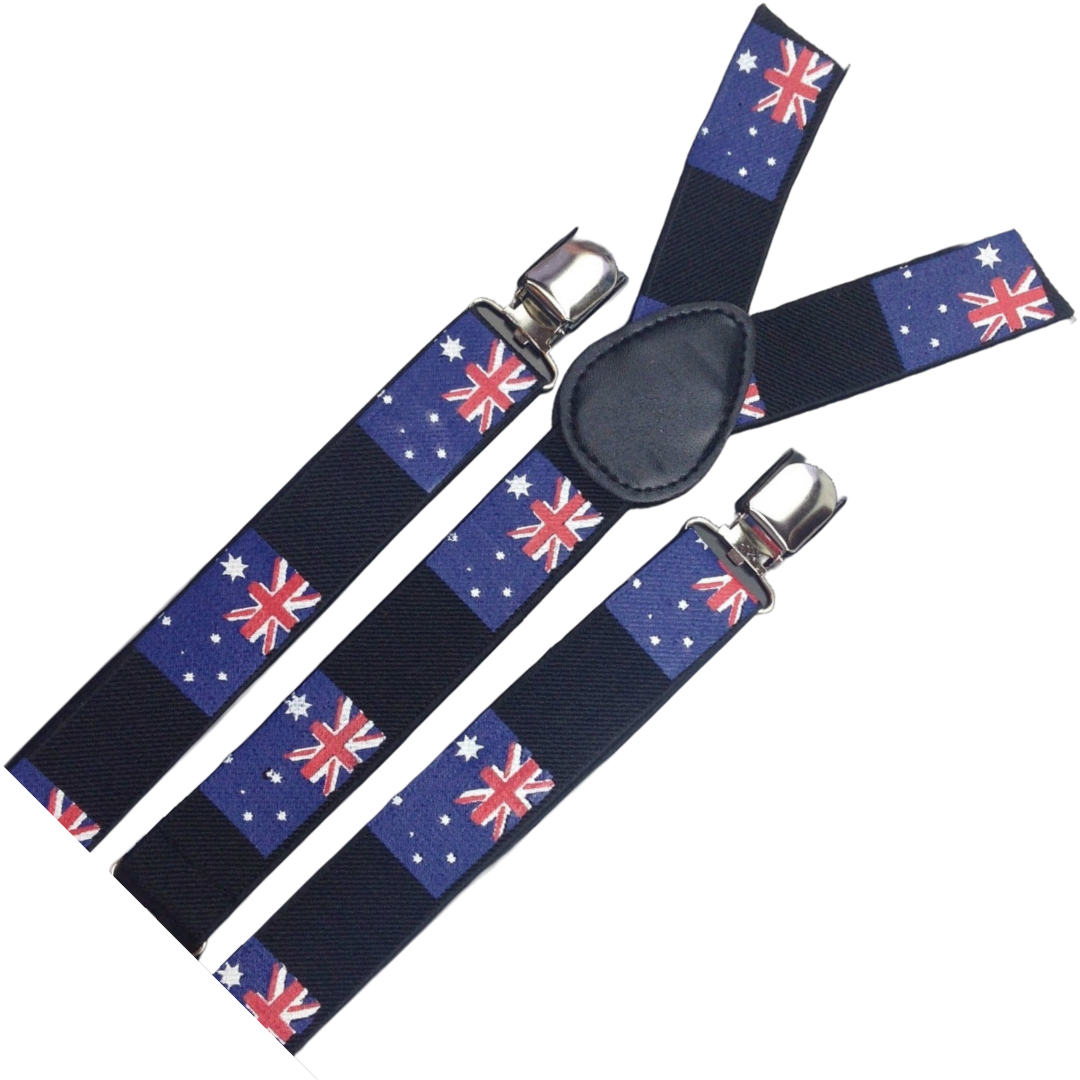 3x Mens Suspenders Braces Adjustable Strong Clip On Elastic Formal Wedding Slim - Australia Flag V563-3SLIMSUSPENDERS-AUSFLAG