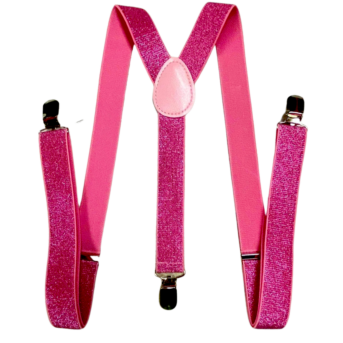3x Mens Suspenders Braces Adjustable Strong Clip On Elastic Formal Wedding Slim - Hot Pink (Glitter) V563-3SLIMSUSPENDERS-HTPNKGLIT