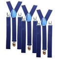 3x Mens Suspenders Braces Adjustable Strong Clip On Elastic Formal Wedding Slim - Navy Blue V563-3SLIMSUSPENDERS-NAVYBLU