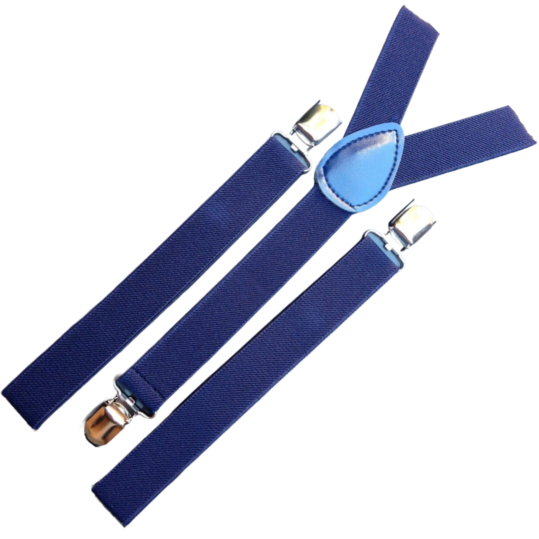 3x Mens Suspenders Braces Adjustable Strong Clip On Elastic Formal Wedding Slim - Navy Blue V563-3SLIMSUSPENDERS-NAVYBLU