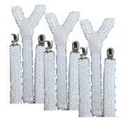 3x Mens Suspenders Braces Adjustable Strong Clip On Elastic Formal Wedding Slim - White (Sequin) V563-3SLIMSUSPENDERS-WHTSEQN