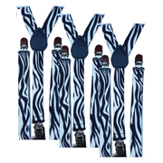 3x Mens Suspenders Braces Adjustable Strong Clip On Elastic Formal Wedding Slim - Zebra V563-3SLIMSUSPENDERS-ZEB