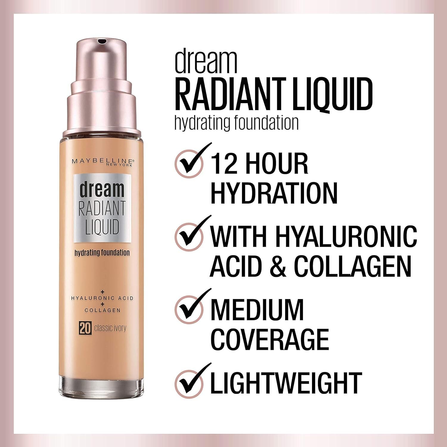 Maybelline Dream Radiant Liquid Hydrating Foundation w Collagen - Caramel 120 V563-41554579185