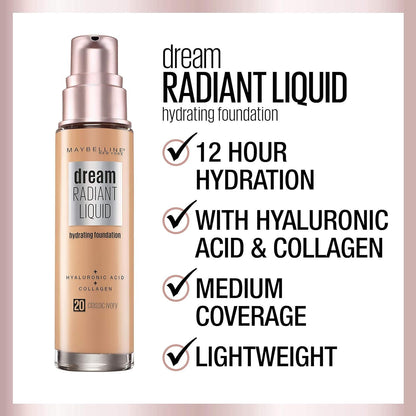 Maybelline Dream Radiant Liquid Hydrating Foundation w Collagen - Caramel 120 V563-41554579185