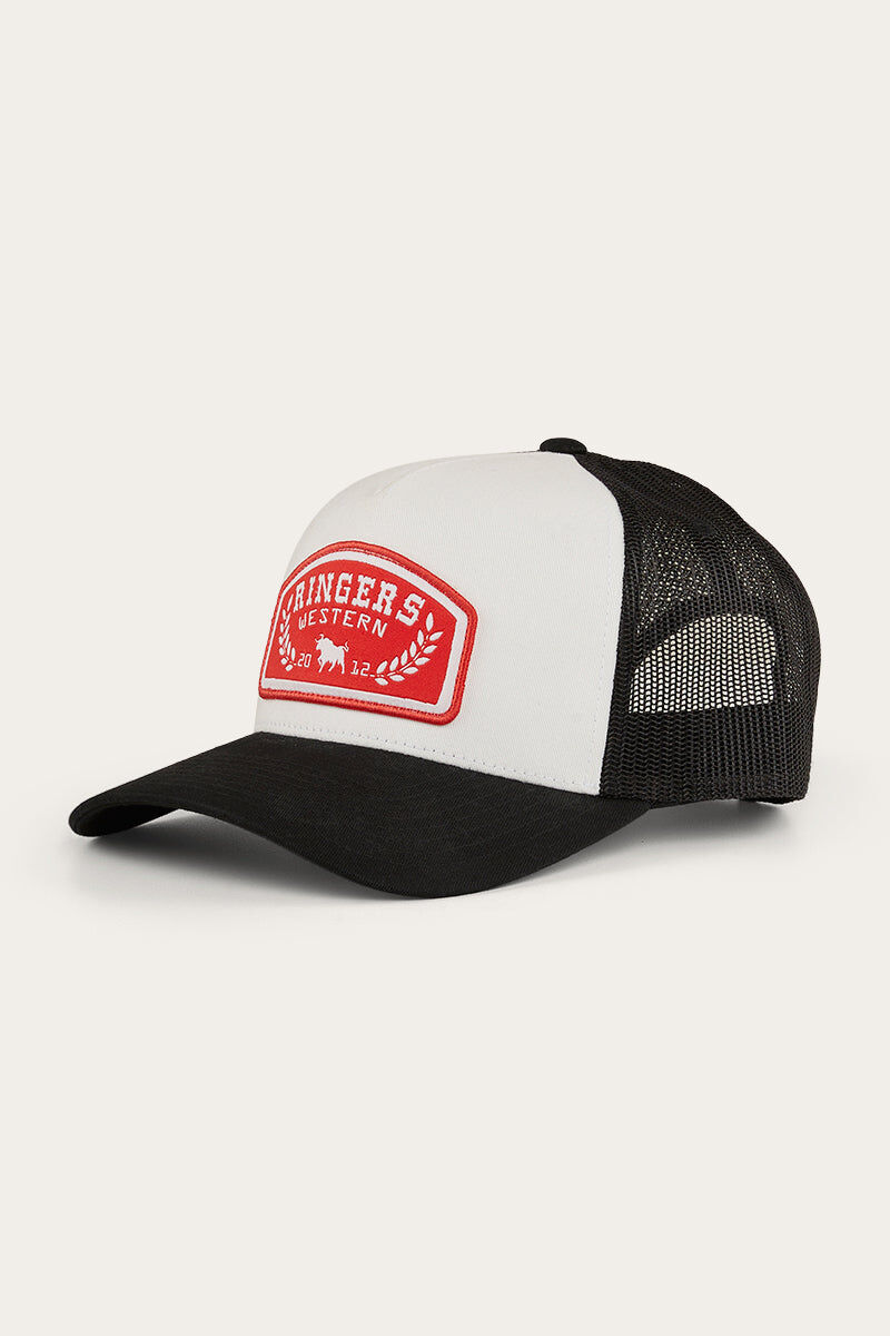 Ringers Western Wheatbelt Trucker Baseball Cap Hat in White/Red V563-419220112-WHT_RED