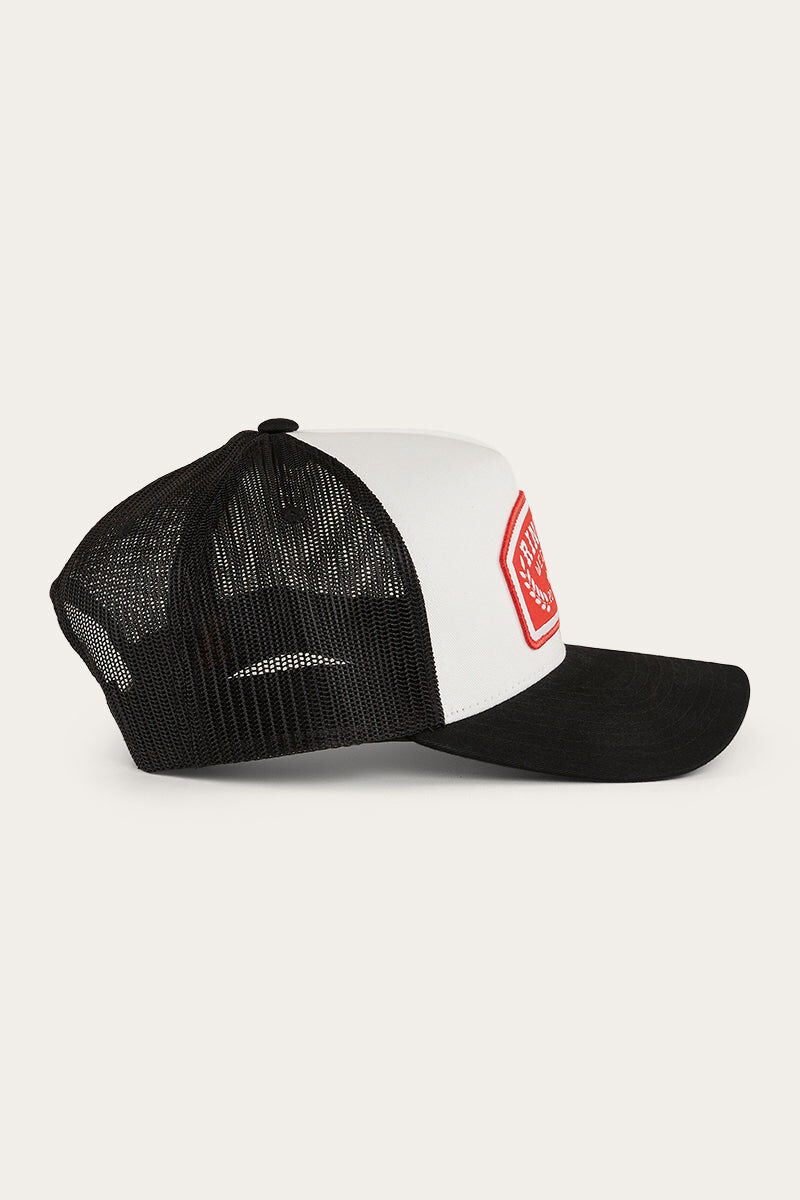 Ringers Western Wheatbelt Trucker Baseball Cap Hat in White/Red V563-419220112-WHT_RED