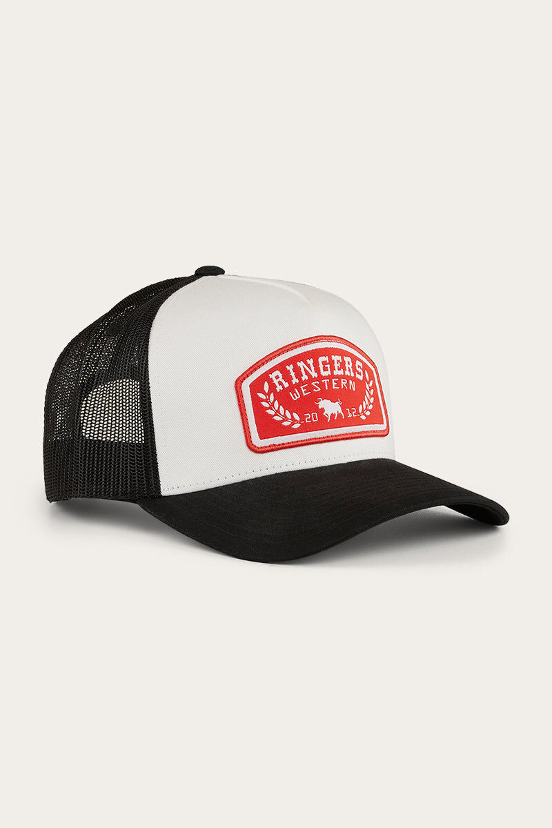 Ringers Western Wheatbelt Trucker Baseball Cap Hat in White/Red V563-419220112-WHT_RED