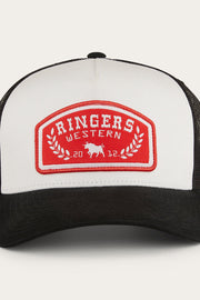 Ringers Western Wheatbelt Trucker Baseball Cap Hat in White/Red V563-419220112-WHT_RED