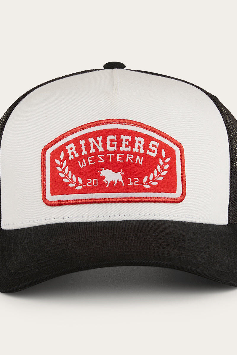 Ringers Western Wheatbelt Trucker Baseball Cap Hat in White/Red V563-419220112-WHT_RED