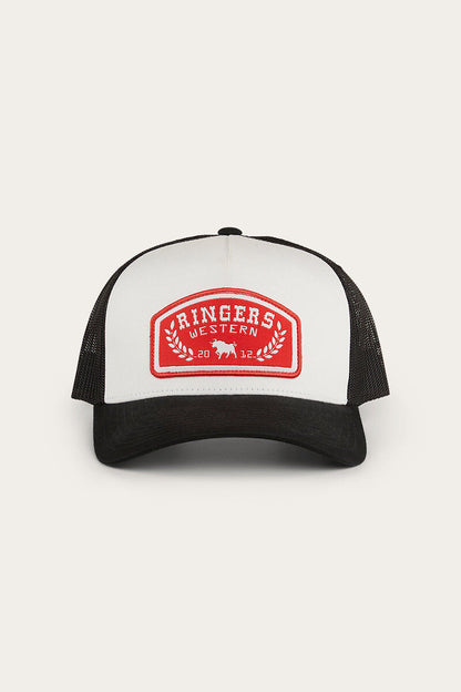 Ringers Western Wheatbelt Trucker Baseball Cap Hat in White/Red V563-419220112-WHT_RED