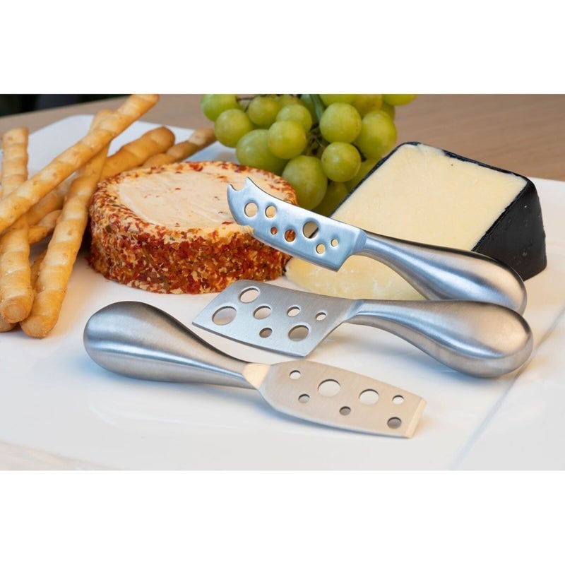 3pc Euroline Stainless Steel Cheese Knife Set Kitchen Cutlery Knives - Silver V563-4555