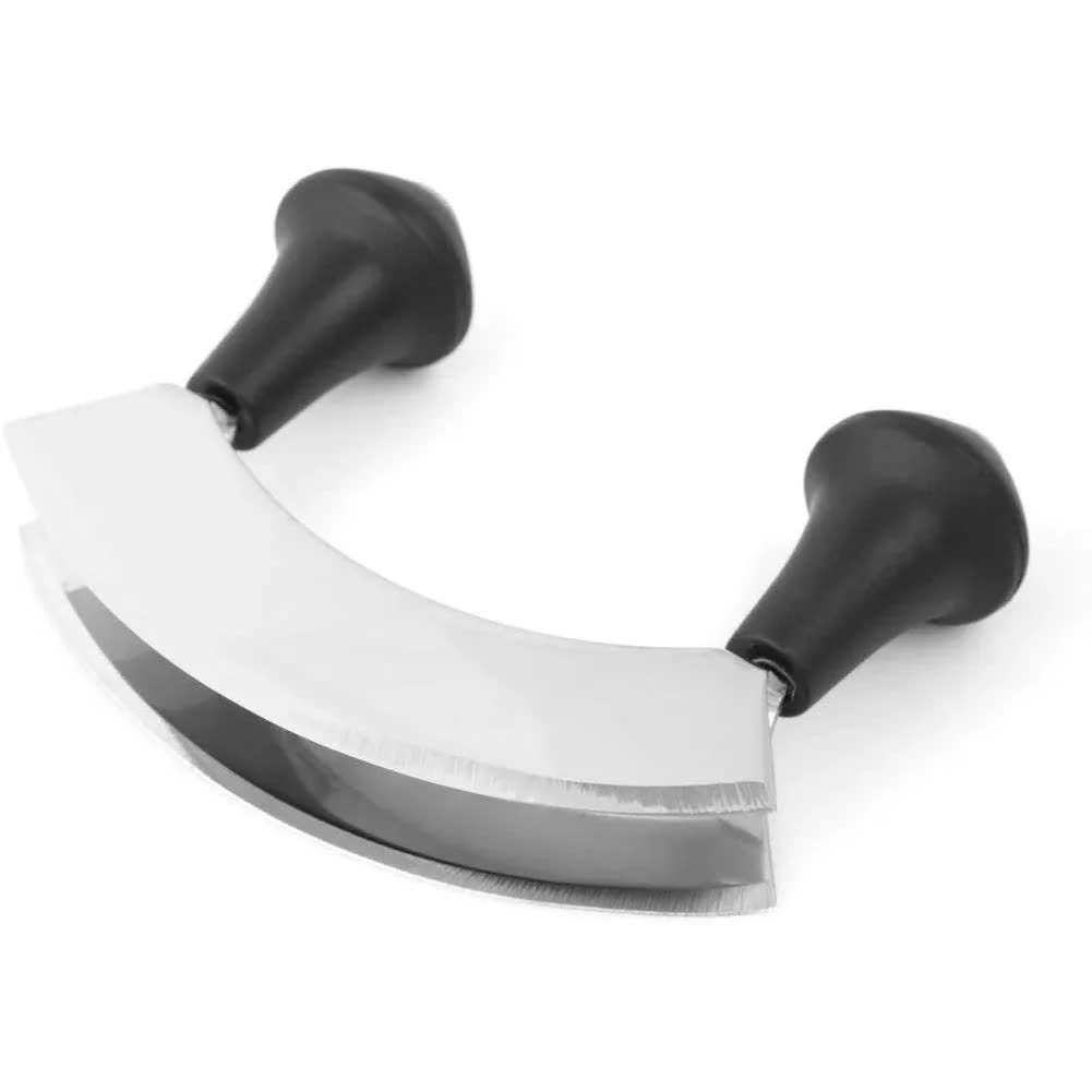 inCasa Double Stainless Steel Blade Mezzaluna Chopper Herb Slicer V563-4892889302964