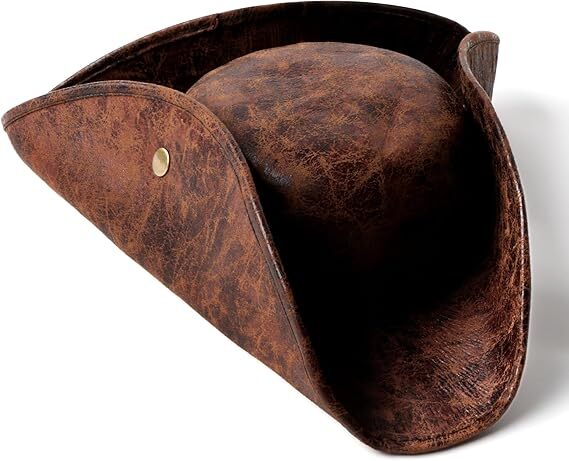 Durashape Brown Pirate Tricorn Hat Tri-Corner Faux Leather Captain Cowboy Costume V563-49289