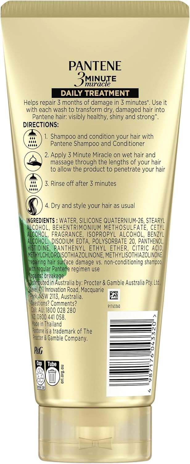 Pantene 3 Minute Miracle Smooth and Sleek - Deep Conditionining Treatment For Frizzy Hair, 400ml V563-4987176043320