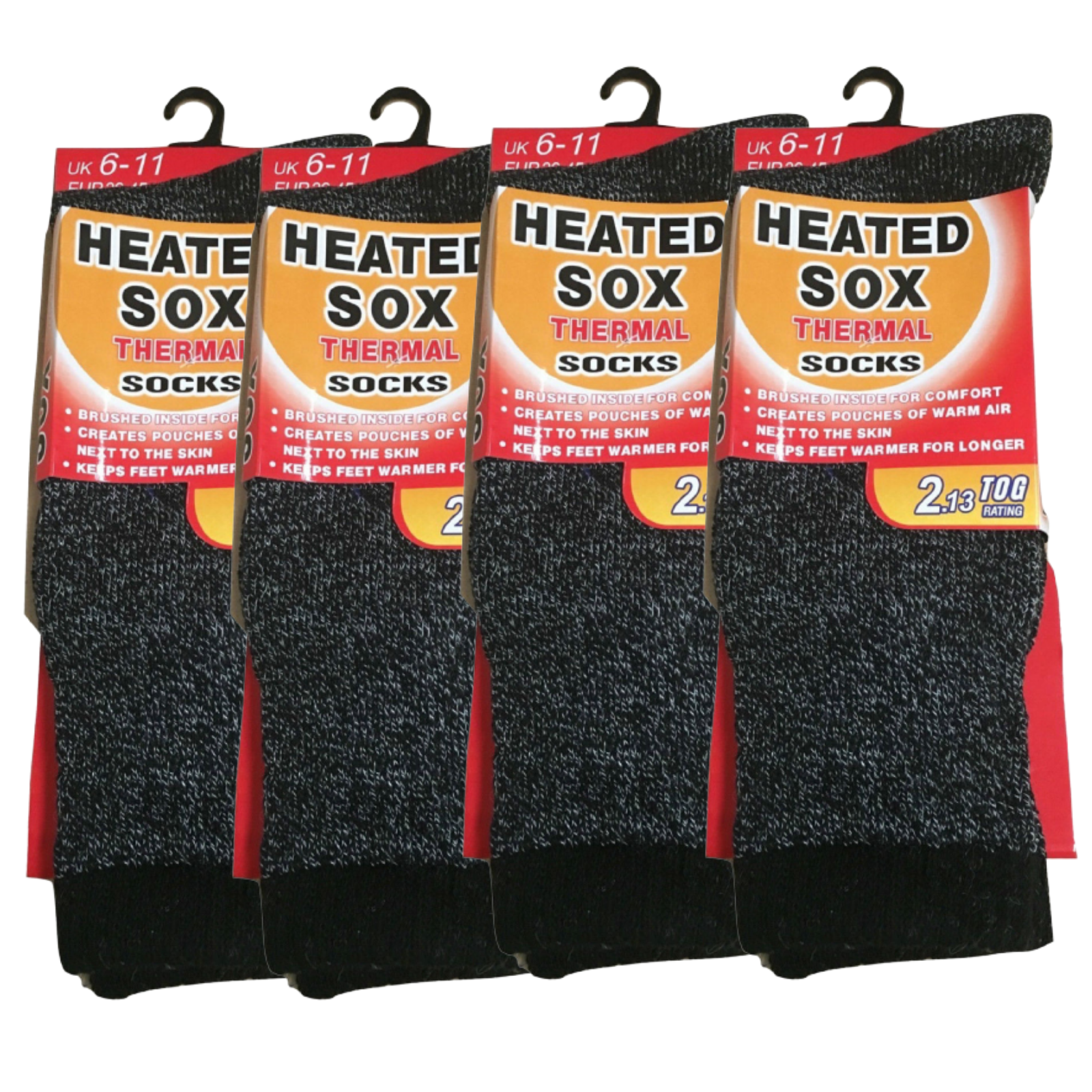 4 Pairs Mens THERMAL HEATED SOCKS Warm Winter Comfort Mens Work Sox Ski BULK - 6-11 UK V563-4MHSOX-6-11UK