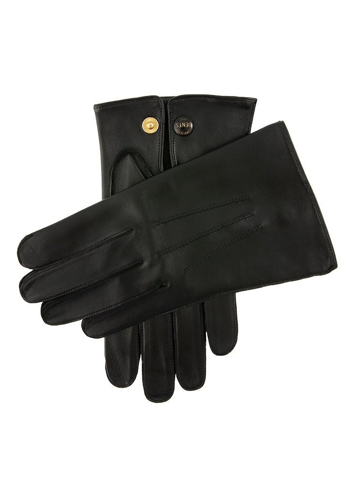 Dents Mens Sandhurst Three-Point Leather Unlined Officers Gloves in Black - 7.5 V563-5-1027-BLACK-7_5
