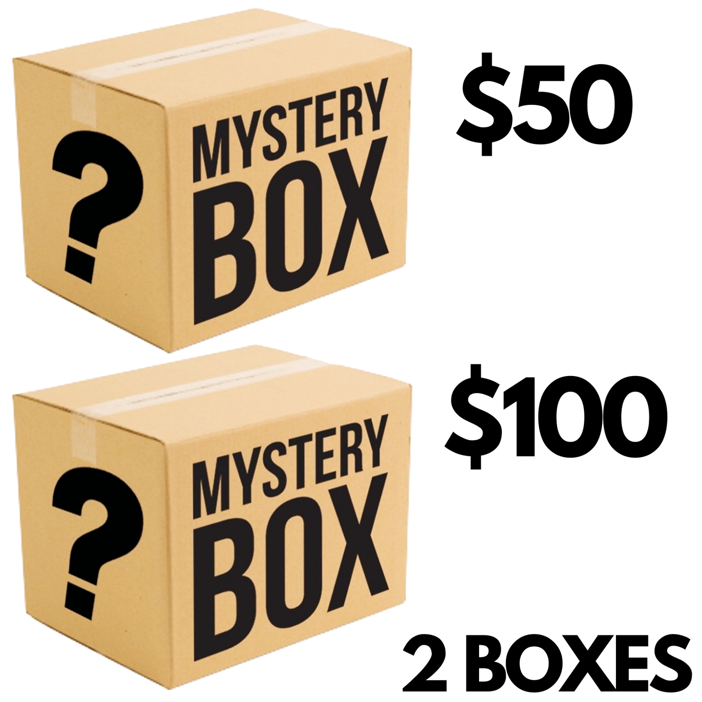 2 Boxes Mystery Box Set of Assorted Lucky Dip Random Products (Medium & Large Box) V563-50100DOLLARMYSTERYBOX