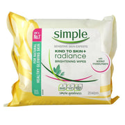 25 Wipes SIMPLE SENSITIVE SKIN EXPERTS BRIGHTENING WIPES - 1 Pack V563-5011451105829-1PCS