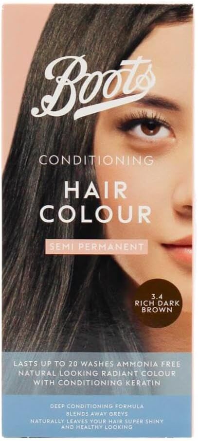 Boots Semi Permanent Hair Hair Colour, Rich Dark Brown 3.4 V563-5045096473173