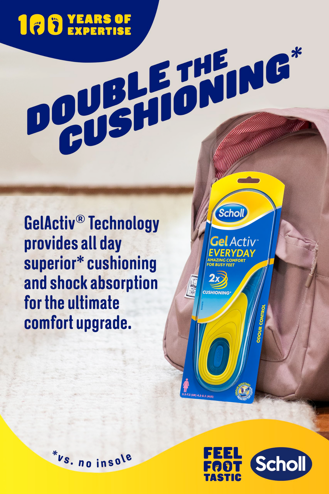 Scholl Gel Activ Insoles Everyday Women with Odour Control - One Size V563-5052197038033