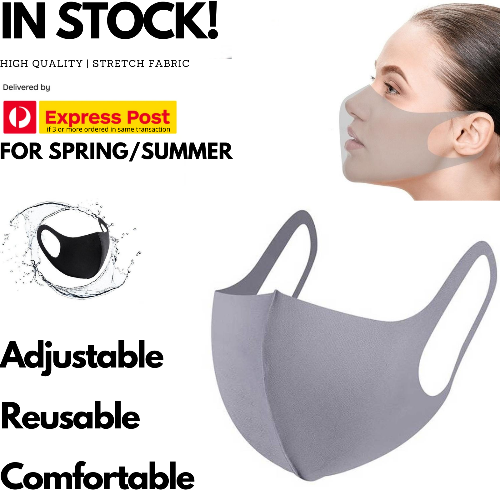 SUMMER Reusable Breathable Face Mask Mouth Mask Anti Dust Haze Protective in Grey V563-59097-04-GREY