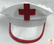 NURSE HAT Doctor Fancy Halloween Party Costume Accessory Cap - White/Red V563-60010