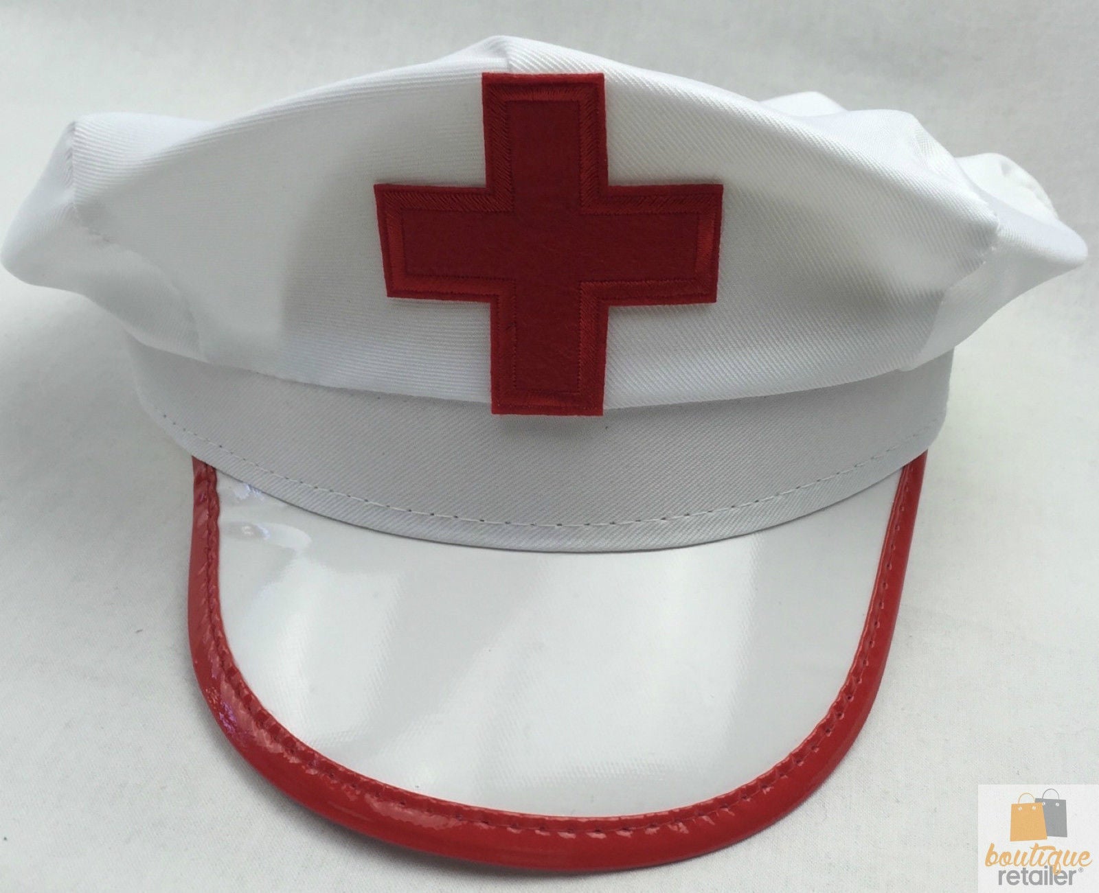NURSE HAT Doctor Fancy Halloween Party Costume Accessory Cap - White/Red V563-60010